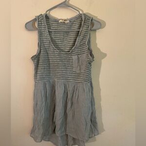 Womens Areve Boho Sleeveless Tunic Top Gray/blue Sz S